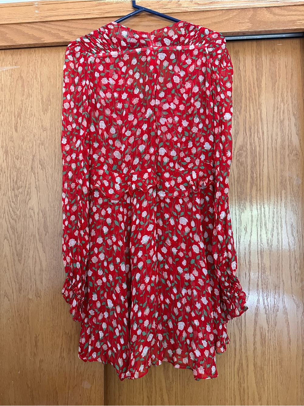 The Kooples Rosa Rosa Red Floral Sheer Dress Size M (2) - Picture 8 of 14
